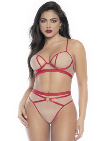 Ensemble deux pièces chair et rouge - MAL8820NRE